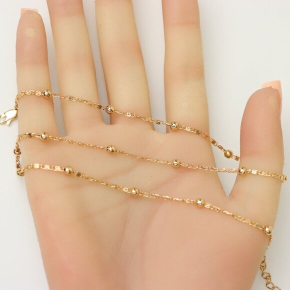 "Rose Gold Beaded Chain Necklace, XPNL0189 - Picture 4 of 12